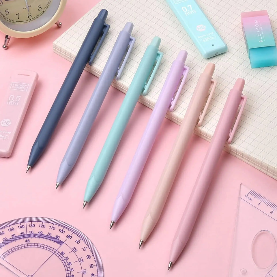Cute Mechanical Pencil Set 6 Pastel Mechanical Pencils 0.5 0.7mm 120 HB Leads 3 Erasers 9 Eraser Refills Aesthetic School Supply