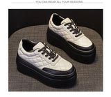 Fujin 8cm New Sewing Genuine Leather Platform Wedge Ankle Boots Chunky Sneakers Women Comfy Spring Autumn Supportive Pumps Shoes