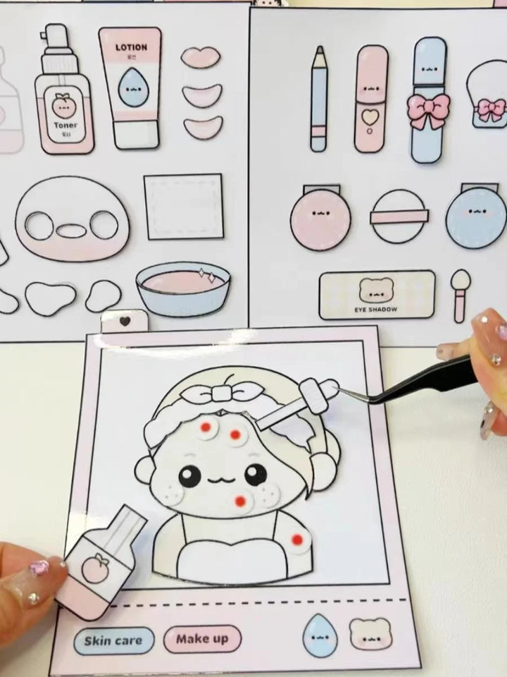 Children's Stress Relief Toys Beauty Salon Simulation Quiet Book DIY Material Package Handmade Toys Early Education Puzzle Stres