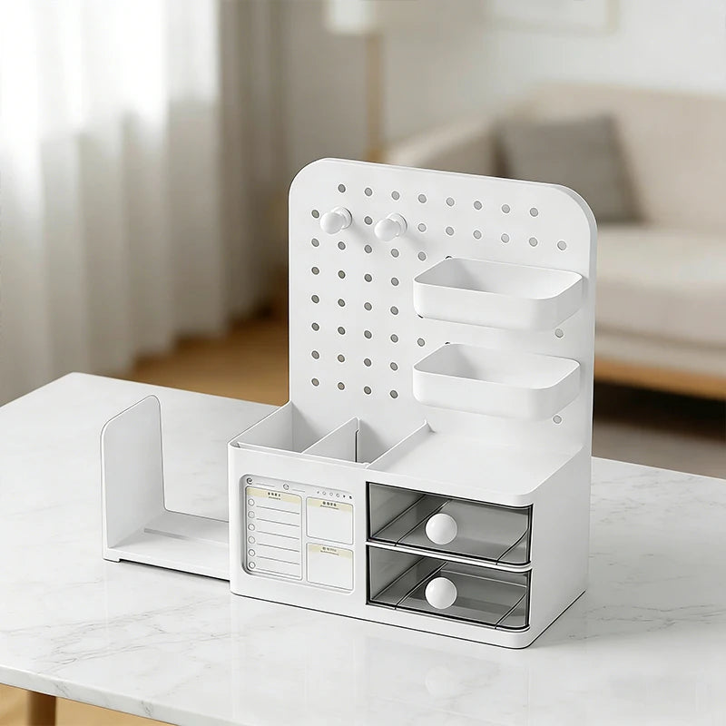1 Pcs Desktop Perforated Board Storage Box Stationery Sorting Rack Desk Office Cosmetics Storage Rack Pen Holder