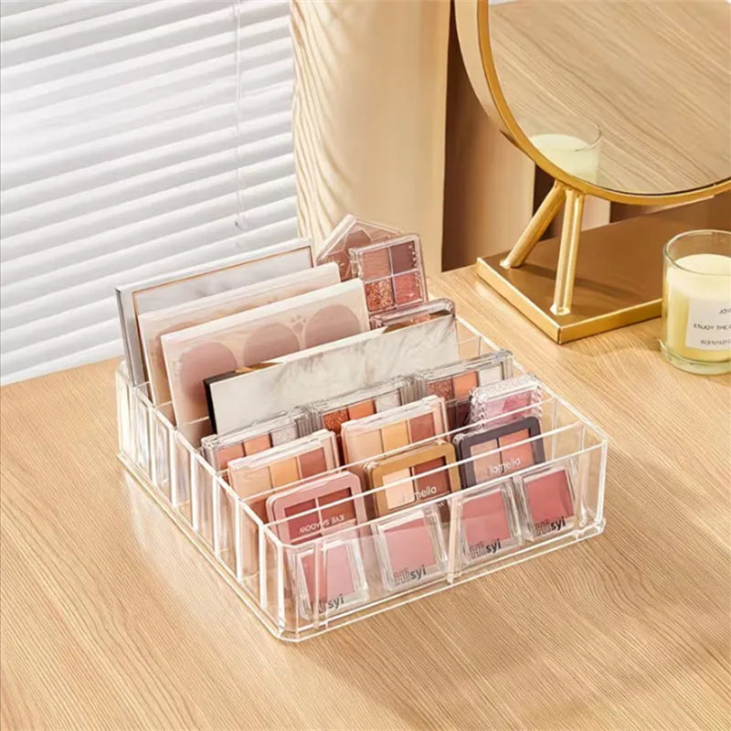 Makeup Organizer for Eyeshadow Palette and Lipstick Organizer 7 Section Desktop Divided Clear Plastic Cosmetic Tools Organizer