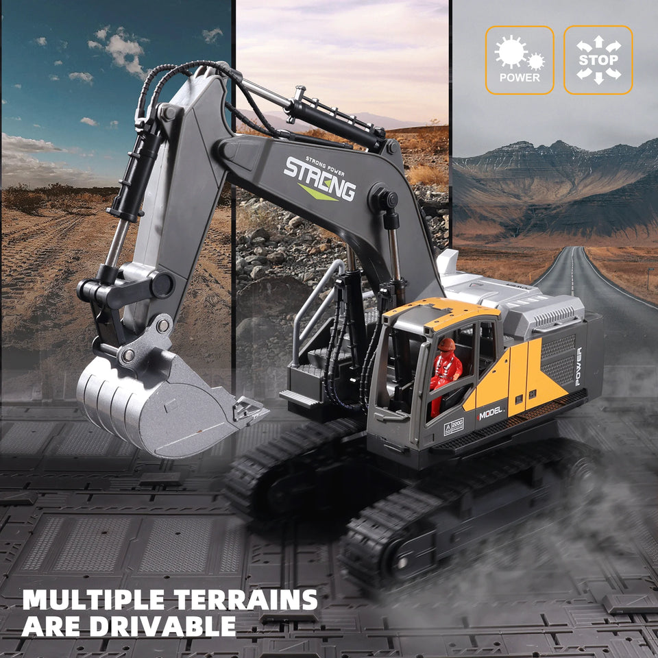 ZWN 1/16 1/20 Remote Control Excavator Dump Truck RC Model Car Toy Professional Alloy Simulation Construction Vehicle for Kids