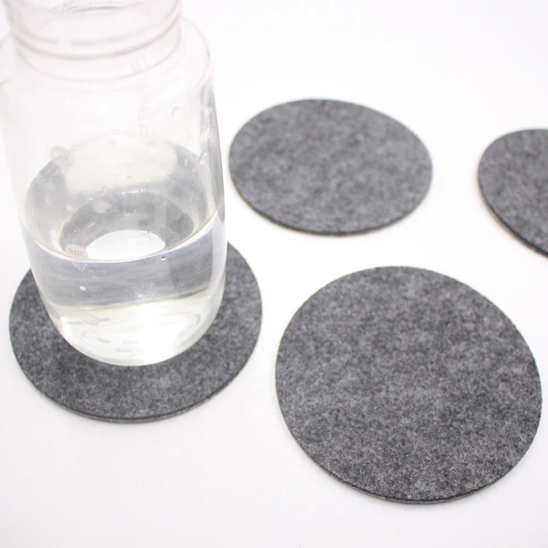 10pcs Round Felt Coaster Dining Table Protector Pad Heat Resistant Cup Mat Coffee Tea Hot Drink Mug Placemat Kitchen Accessories