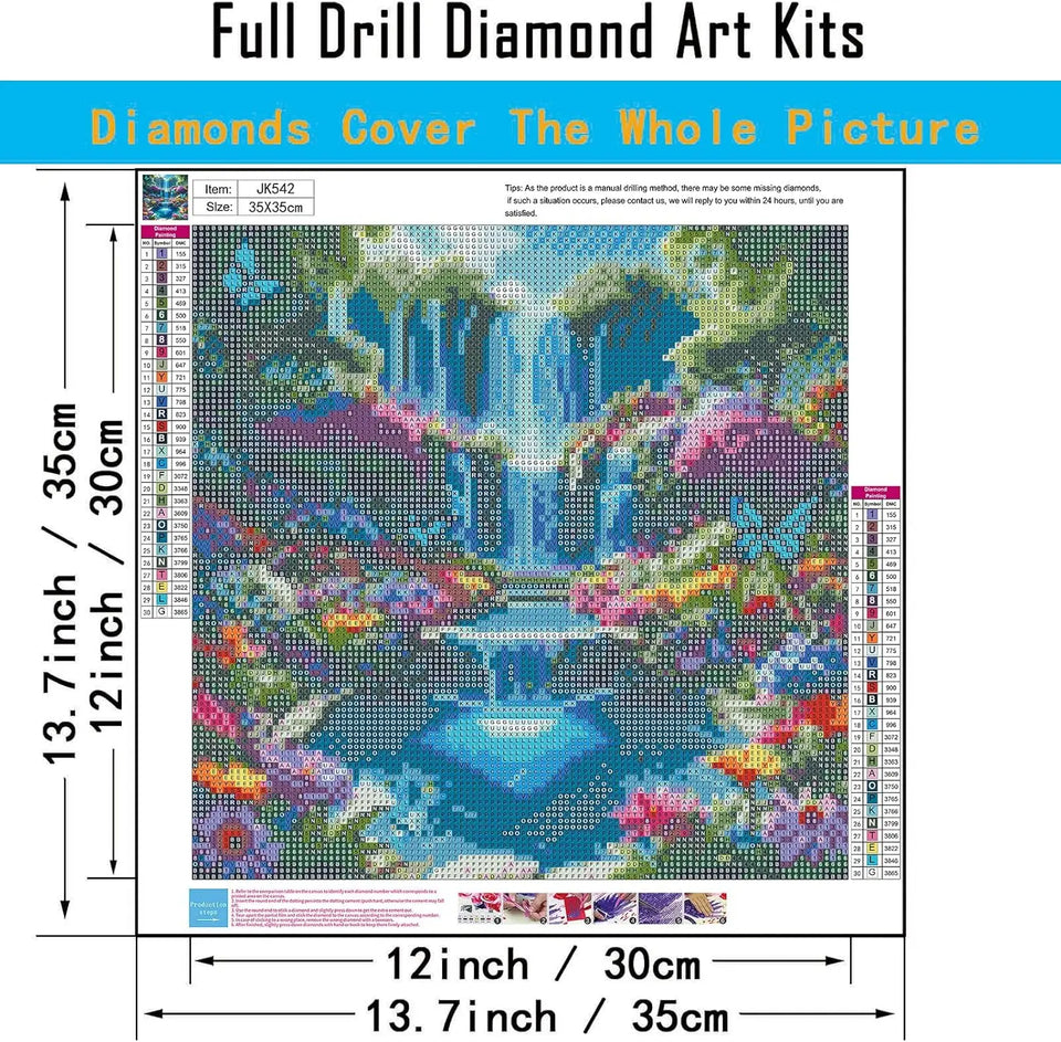 5D Diamond Painting Kit for Adults, Waterfall Landscape DIY Art, Full Round Drill Home Decor