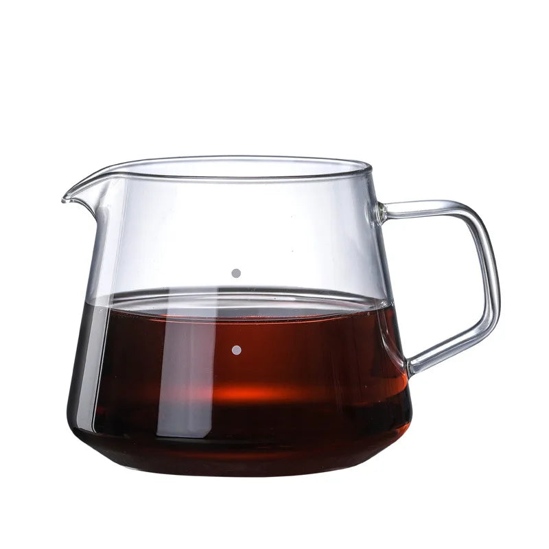 300ml/400ml/500ml/650 Coffee Pot High Temperature Resistant Glass Sharp-mouthed Hand Punch Sharing Pot Household Drip Coffee Pot