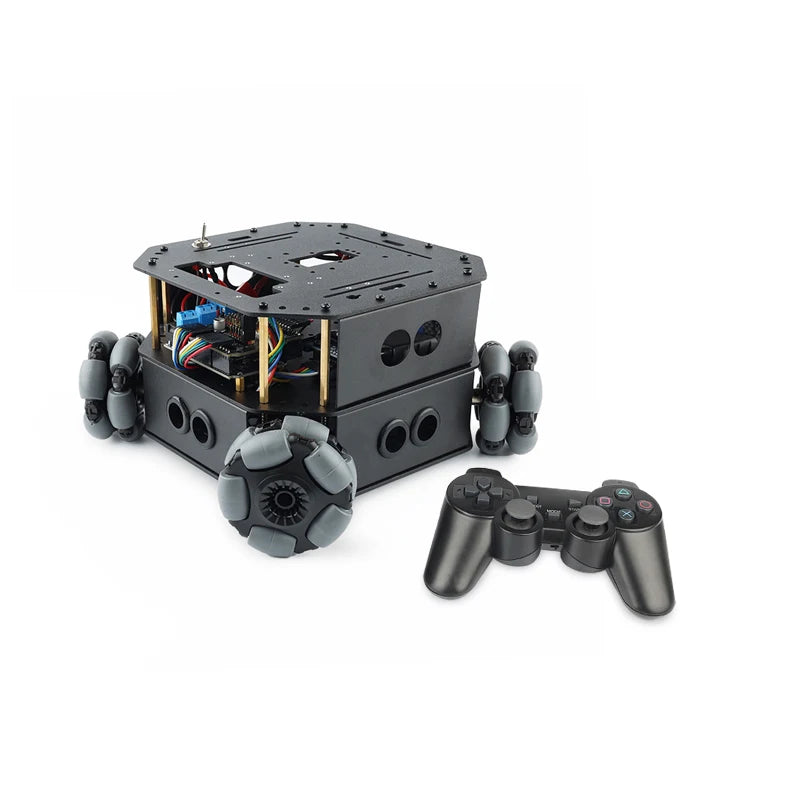 4 Dof Robotic Arm with 4WD Car Omni Wheel Obstacle Avoidance Motor Servo RC Car for Arduino Robot DIY Kit Ps2 Programmable Robot