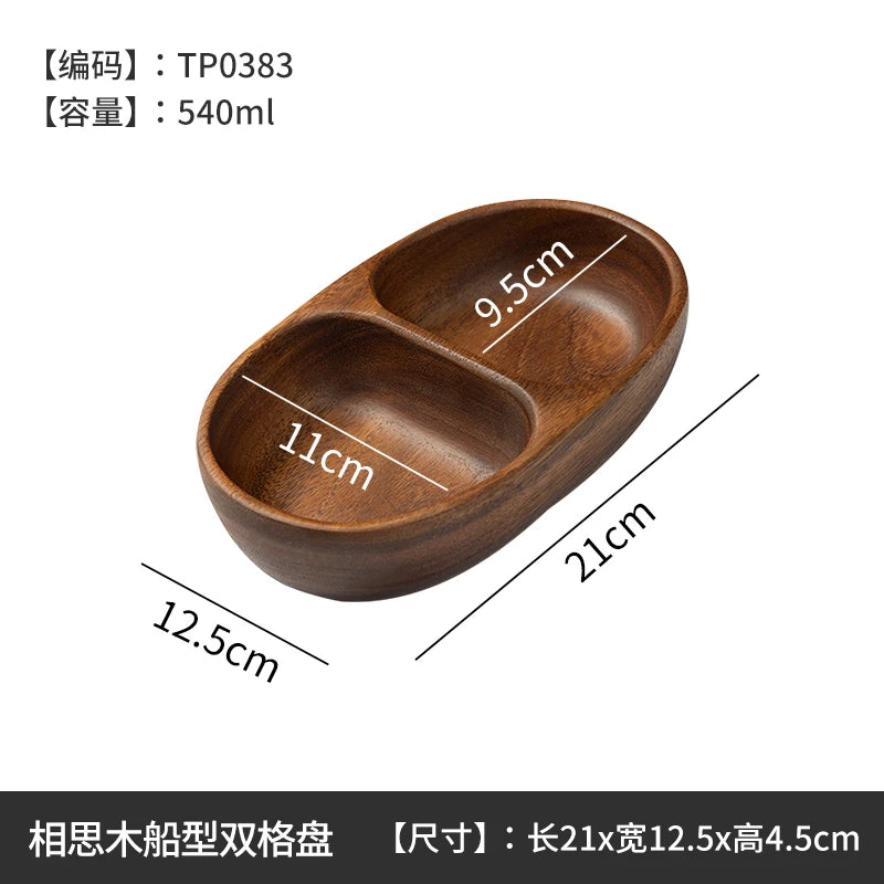 Japanese-Style Creative Wooden Fruit Tray Afternoon Tea Snack Plate Home Wooden Bowl Premium Snack & Nut Tray Wooden Tableware