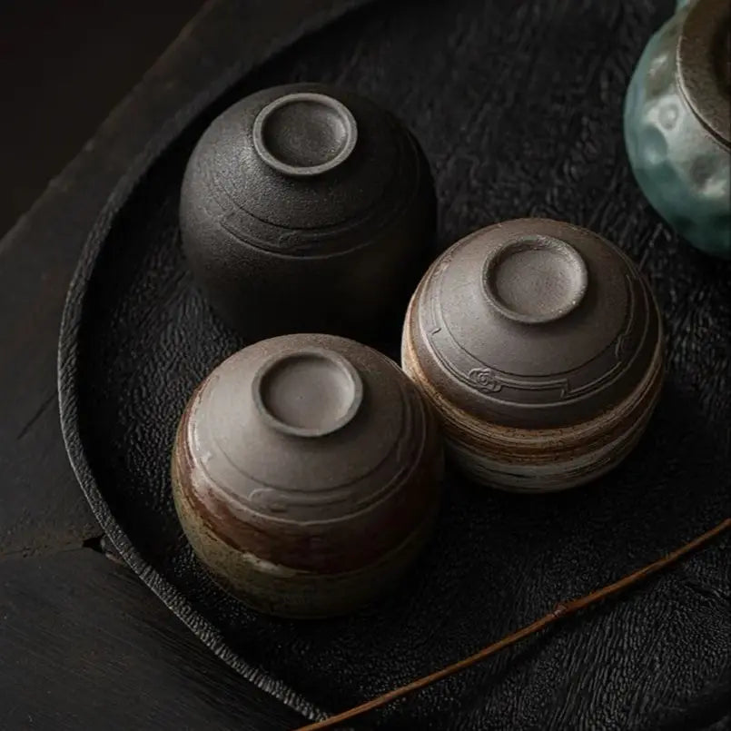 Mini Shot Coffee Tea Cup 2oz 60-80ml Creative Round Retro Ceramic Tea Cup