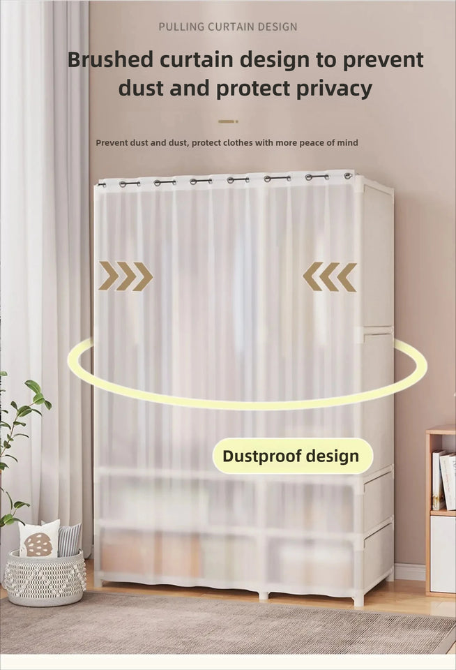 Large Capacity Portable Wardrobe Closet Durable Sturdy Assembly Clothes Organizer Bedroom Dustproof Storage Solution