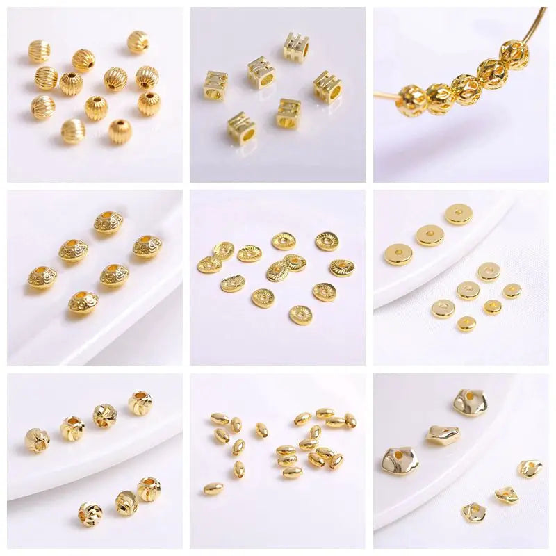18k Gold Plated Spacer Beads For Bracelet Making,Separators For Beads,Jewelry Fittings,DIY Jewellery Making Supplies Wholesale
