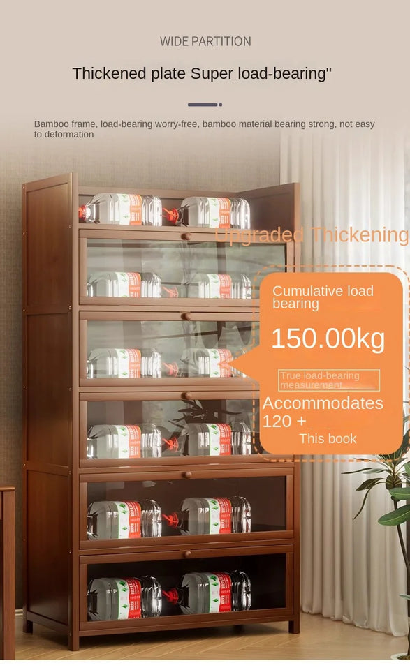 Bookshelf, bookcase, dust-proof floor-standing storage rack, household children and students storage rack with doors