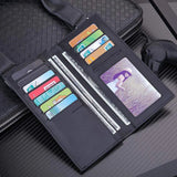 Men's PU Leather Long Clutch, Thin Business Card Holder, Men's Wallet, Brown, Black, Coffee, Pocket Coin Purse, Fashion 2024