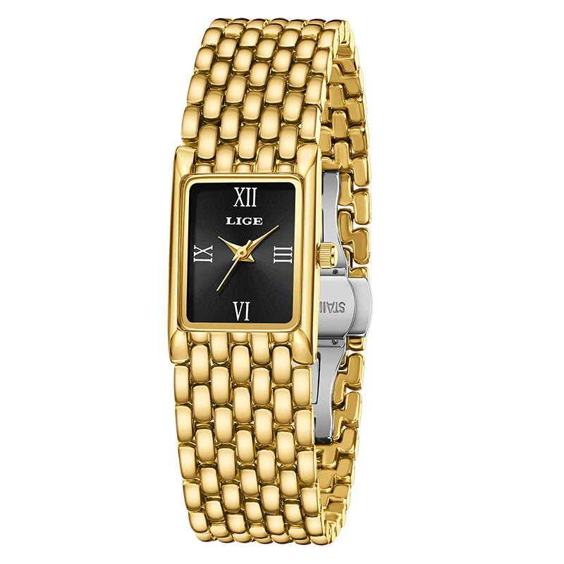 LIGE new 2025 women's watch quartz stainless steel strap women watches luxury casual waterproof retro fashion ladies watch reloj
