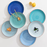 vancasso Bonita Blue 10.4 inch Dinner Plate Set of 6, Handpainted Big Plate Set in Rustic Look, 26.5cm Serving Plate for Dinner/