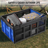 55L Heavy-Duty Collapsible Plastic Crate Foldable Storage Basket with Side Handles, Stackable Design for Food Drinks Books Tools