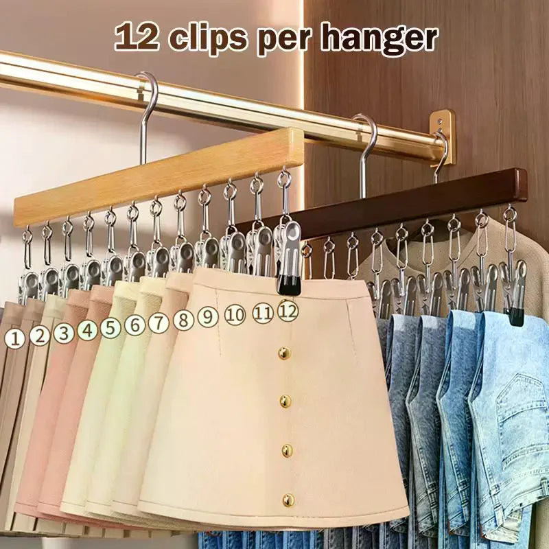 Closet Organizer With 10/12 Clips, Space Saving Hanging Closet Organizer, Space-Saving Hat Scarf Clothespins
