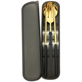 4pcs Stainless Steel Cutlery Set With Storage Box Black Gold Portable Cutlery Set For Home Kitchen Dining Household Tableware