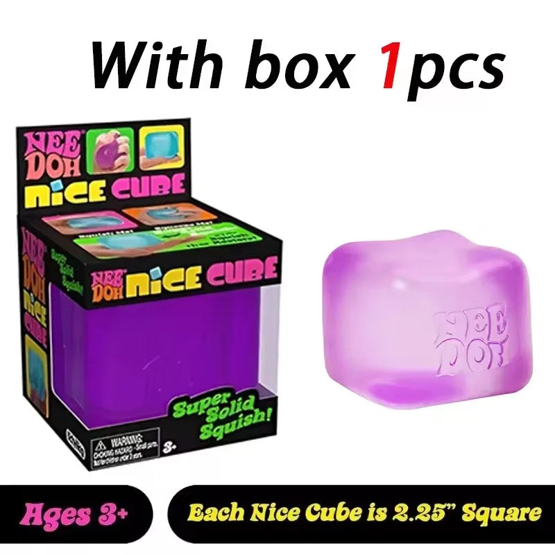 Schylling NeeDoh Nice Cube Sensory Squeeze Toy with Super Solid Squish Stress Relief Anxiety Sensory Toy 2.25" Cube Party Gifts