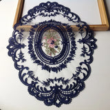 New Oval Lace Embroidery Table Place Mat Ins Christmas Pads Cloth Placemat Cup Coffee Tea Coaster Doily Kitchen Table Decoration