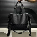 Ladies' fashionable retro mesh tote bag with large capacity and personalized splicing, single shoulder diagonal cross bag