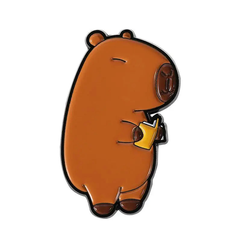 Cute Cartoon Funny Capybara Animal Enamel Pins Creative Animal Coffee Book Capybara Brooches Lapel Badge Jewelry Gift for Friend