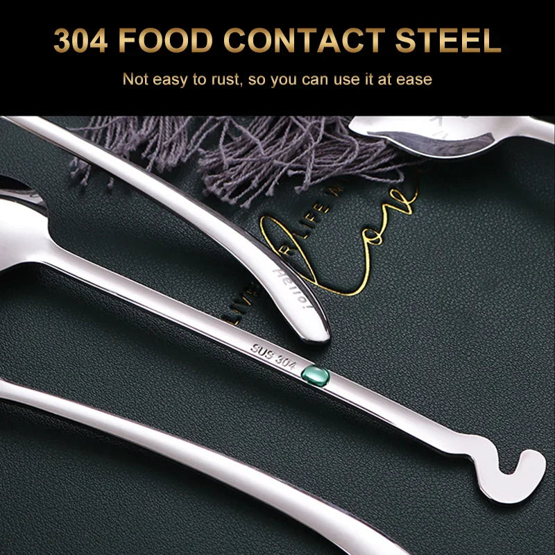 Funny Cat Spoons Cute Cartoon Meow Teaspoons for Coffee Dessert Cake Long Tail Spoon Birthday Gift Kitchen Tableware Accessories