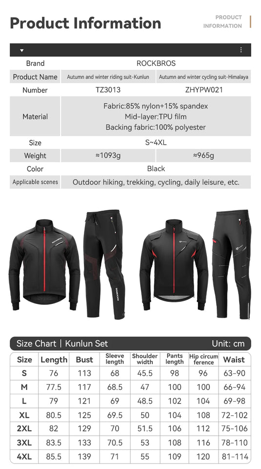 ROCKBROS Winter Bicycle Jackets Keep Warmer Windproof Thermal Fleece Bike Jersey Coat Sports MTB Road Riding Cycling Jacket Tops