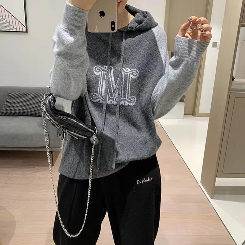 Camel Hoodies Women M Letter Hooded Sweatshirt women Warm  Cashmere Hoodie Woman Womens Knitted Hoodie Sweatshirt