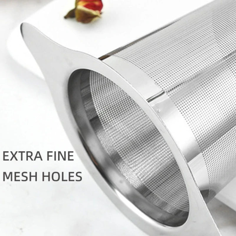 Tea Infuser Basket with Dual Handle Fine Mesh Stainless Steel Cup Loose Leaf Tea Funnel Strainer Tearoom Supplies