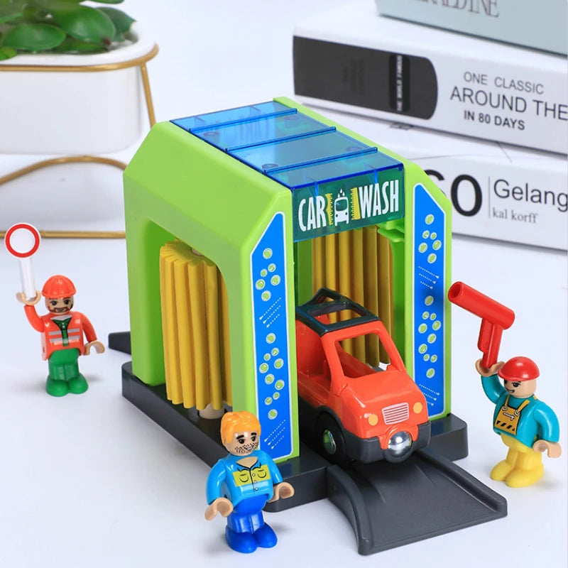 Set Police Thief Catching Building Block Suit Compatible With Wooden Train Track Plastic Police Station Children's Toys Gifts