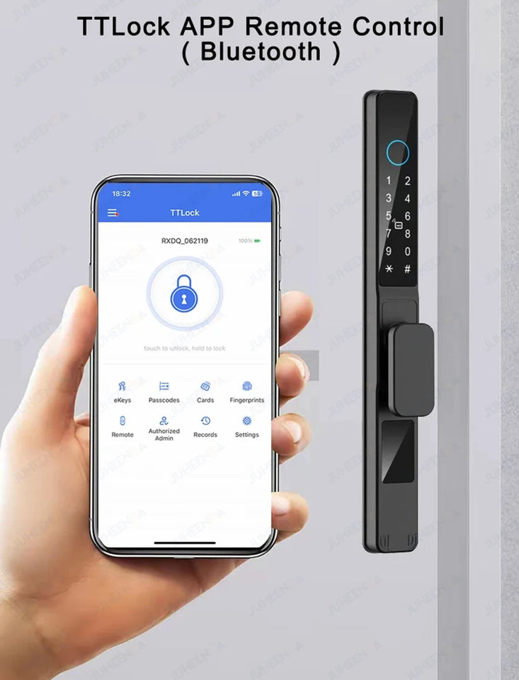 TTLock APP Waterproof Fingerprint Password Smart Lock For Outdoor Pull Push Sliding Aluminum Door 2885/ 3585/ 4585 /6085 Mortise