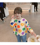 Spring Autumn Baby and Girls Sweet All-Over Flowers Sweatshirt School Kids Outfit Pullover Tops Child Workout Jumper 1-12 Years