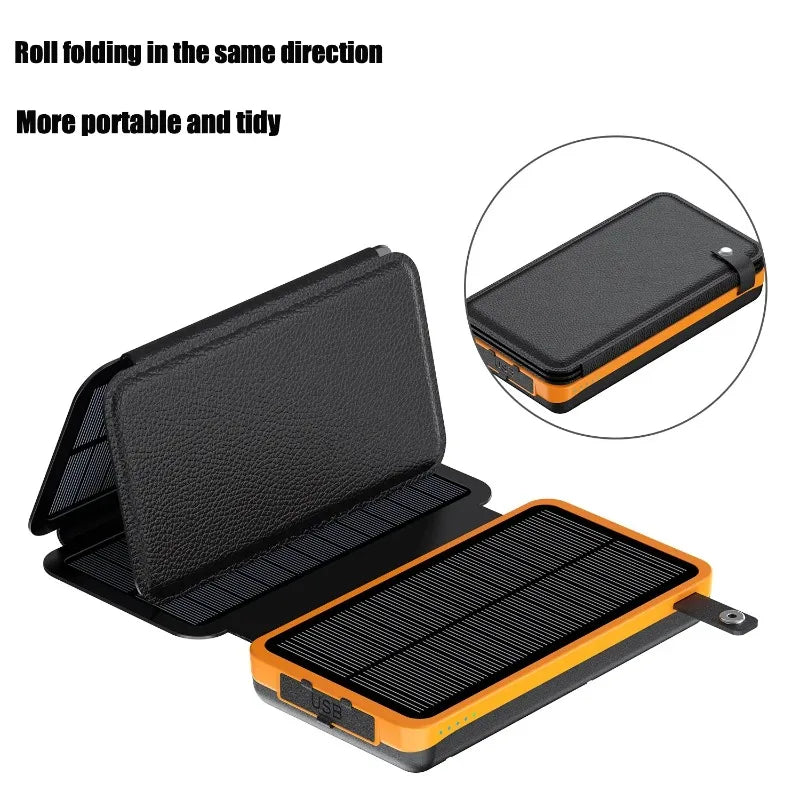 50000mAh Portable Solar Power Bank Fast Charging USB-C/USB-A for IOS Android Outdoor Large Capacity Charger