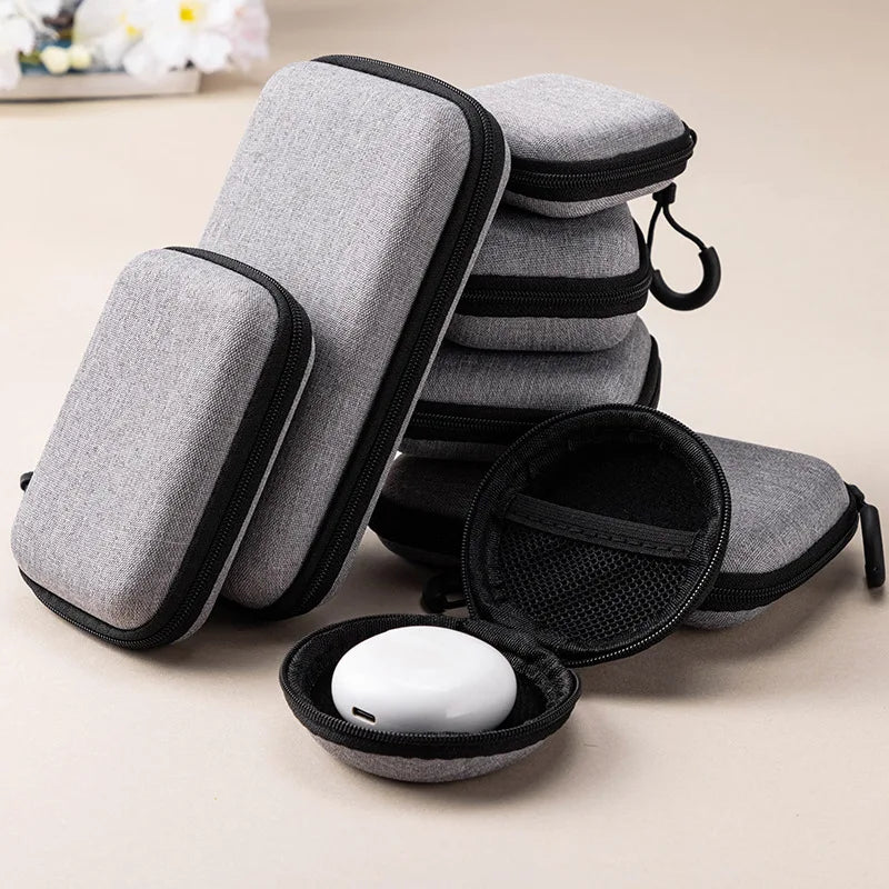 Mini Grey Digital Storage Bag Hard EVA Case Portable Electronics Organizer for USB Cable Charger U Stick Travel Accessories