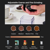 Portable Mini Electric Burr Coffee Grinder with Adjustable Coarse Fine Grinding Removable Chamber for Home Travel Office Coffee