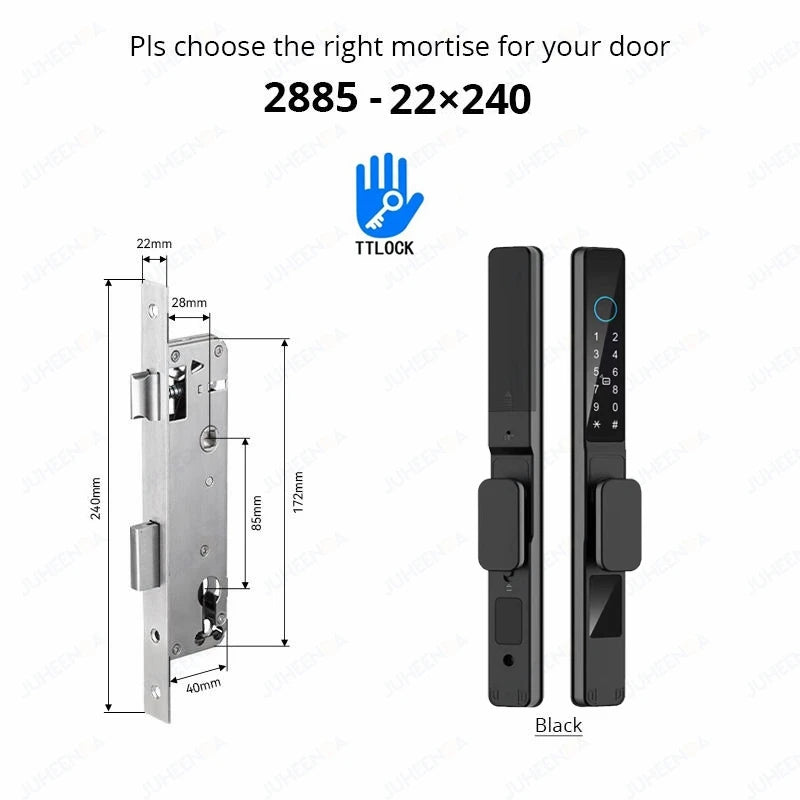 TTLock APP Waterproof Fingerprint Password Smart Lock For Outdoor Pull Push Sliding Aluminum Door 2885/ 3585/ 4585 /6085 Mortise