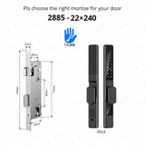 TTLock APP Waterproof Fingerprint Password Smart Lock For Outdoor Pull Push Sliding Aluminum Door 2885/ 3585/ 4585 /6085 Mortise