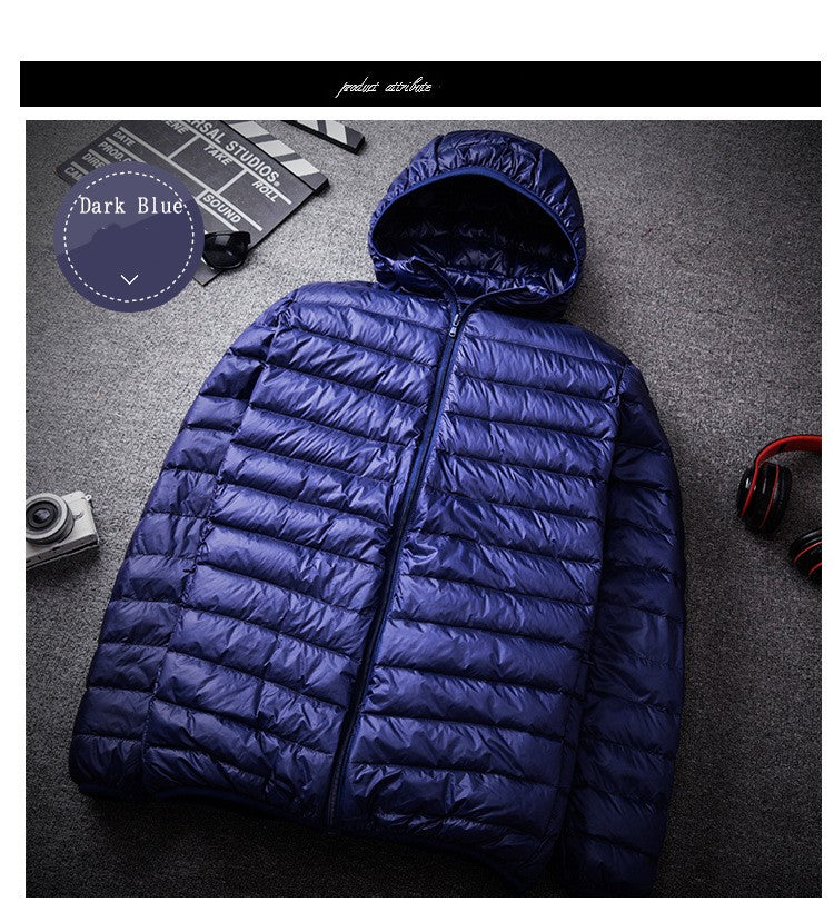 2023 New Arrivals Men's Fashion Hooded Puffer Jackets Autumn Winter Keep Warm White Duck Down Casual Men Down Coat