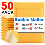 50/30/20/10PCS Kraft Bubble Mailers Envelopes Bags Yellow Seal Adhesive Shipping Bag Waterproof Mailing Business Gift Packaging