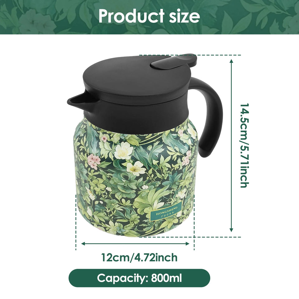 Vintage Floral Tea Thermos Stainless Steel Tea Kettle Drip-Proof Tea Pot With Tea Infuser Mini Thermo Coffee Pot Home Teaware