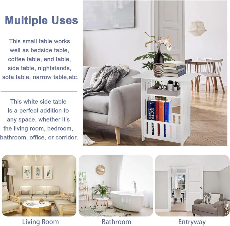 Small Bedside Table Sofa Side Table Living Room Cabinet Side End Coffee Tea Table Nightstand Storage Shelf Bedroom Furniture