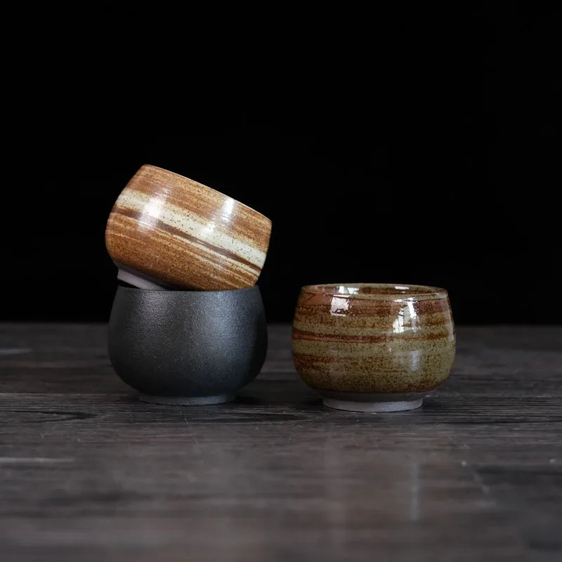 Mini Shot Coffee Tea Cup 2oz 60-80ml Creative Round Retro Ceramic Tea Cup