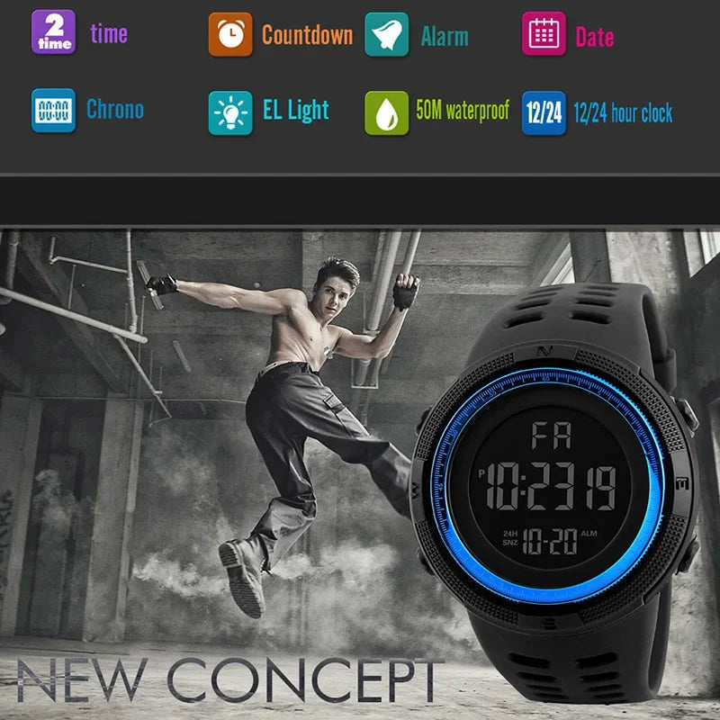 Men's Digital Watches Multifunction Military Men Sports Wristwatch Sweatproof Luminous  Man Student Electronic Watch