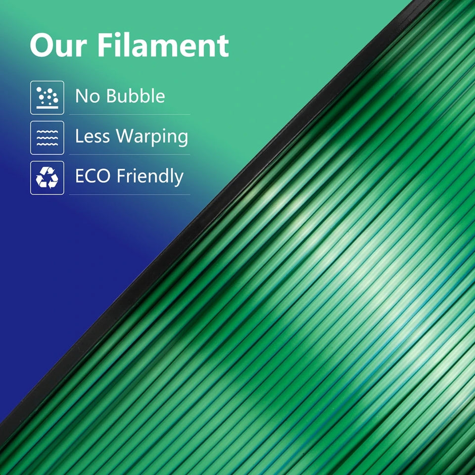 KINGROON Dual-color Silk PLA Filament 1.75mm 2 Color Coextrusion Glossy 3D Printer Filament PLA, 3kg/pack 1kg each spool