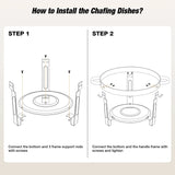 2/4 Pack Chafing Dish Buffet Stainless Steel Chafer Pan Round Catering Warmer w/Glass Lid for Party Banquet