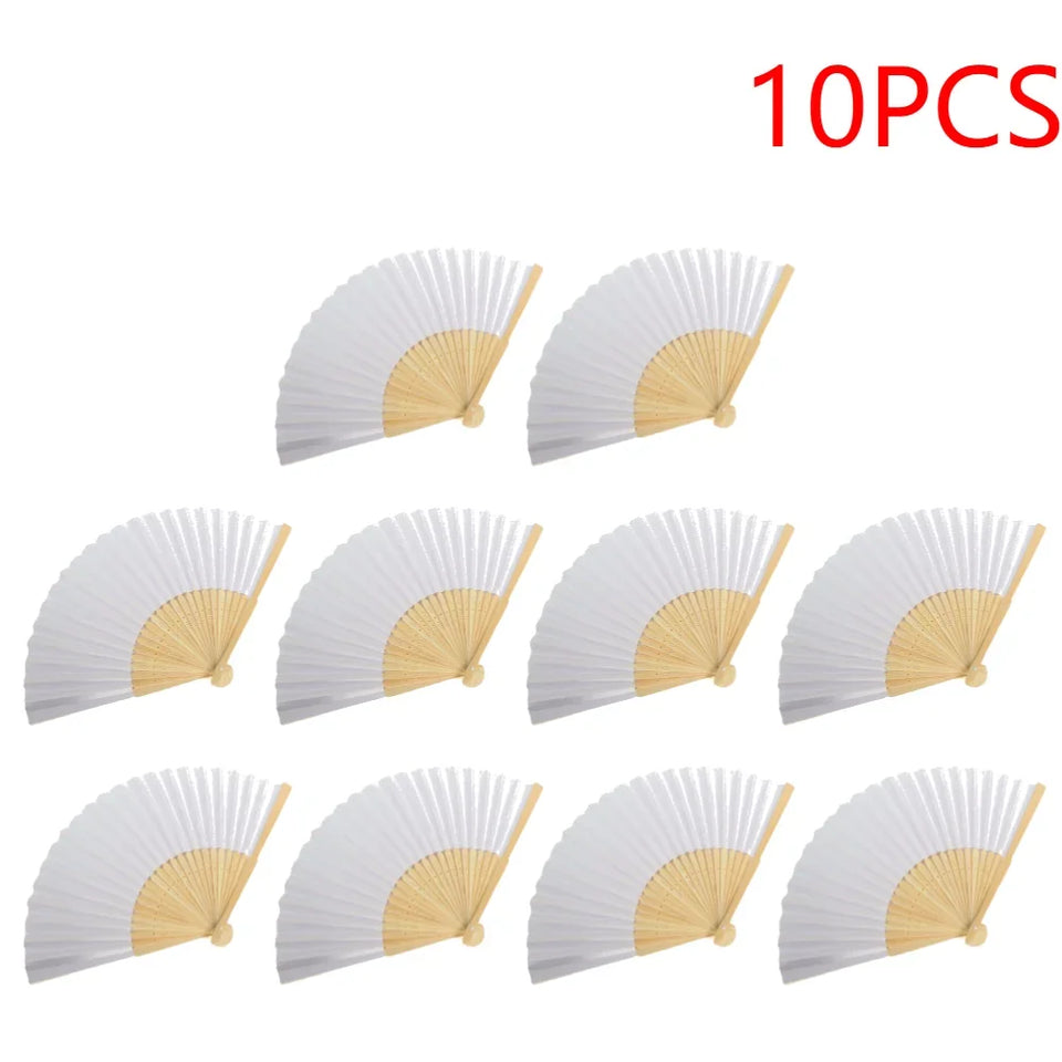 1-50PCS Paper Bamboo Folding Hand Fan Wedding Personalized Fans Party Decor Art Craft DIY Folding Fan for Wedding Party Decor