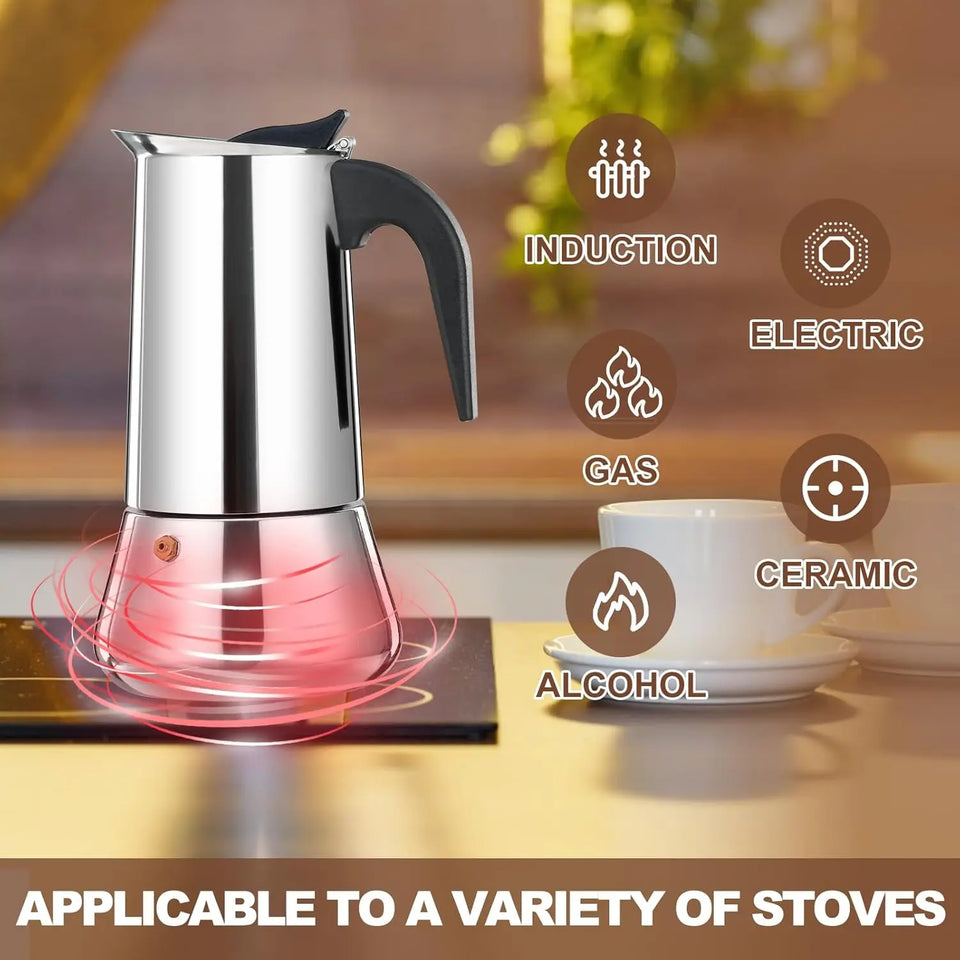 Stovetop Espresso Maker Stainless Steel Moka Pot Stove Top Percolator Italian Coffee Makers Capable Mocha  Cafe Classic  Cooker