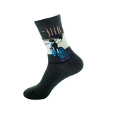 1 Pair Men Cotton Retro Abstract Oil Painting Art Socks Shout Modern Van Gogh Starry Night Happy Oil Painting Skateboard Sock