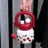 Cute Cherry Water Bottle with Straw, Portable Large Capacity Travel Mug, Ideal Coffee Cup for On-The-Go Hydration