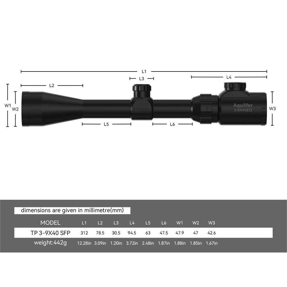Aquilifer 3-9x40 Hunting Scope SFP ED Glass Red Green Illuminated Free Scope Rings for Hunting